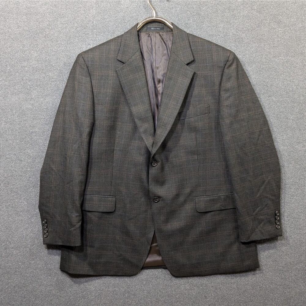 LRL Ralph Lauren Blazer Mens 44R Wool Houndstooth Single Breasted Classic Brown